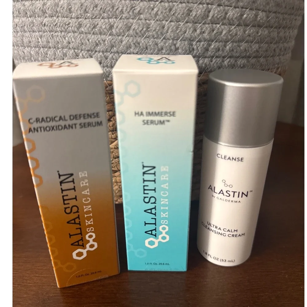 Alastin Skincare C-Radical Defense HA Immerse Serum Ultra Calm Cleanser Bundle